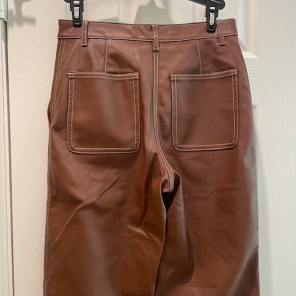 Aritzia Wilfred Brown Vegan Leather Pants Size 2 - Picture 5 of 5